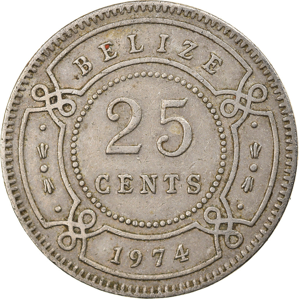 Coin, Belize, 25 Cents, 1974, Franklin Mint, VF(30-35), Copper-nickel, KM:36