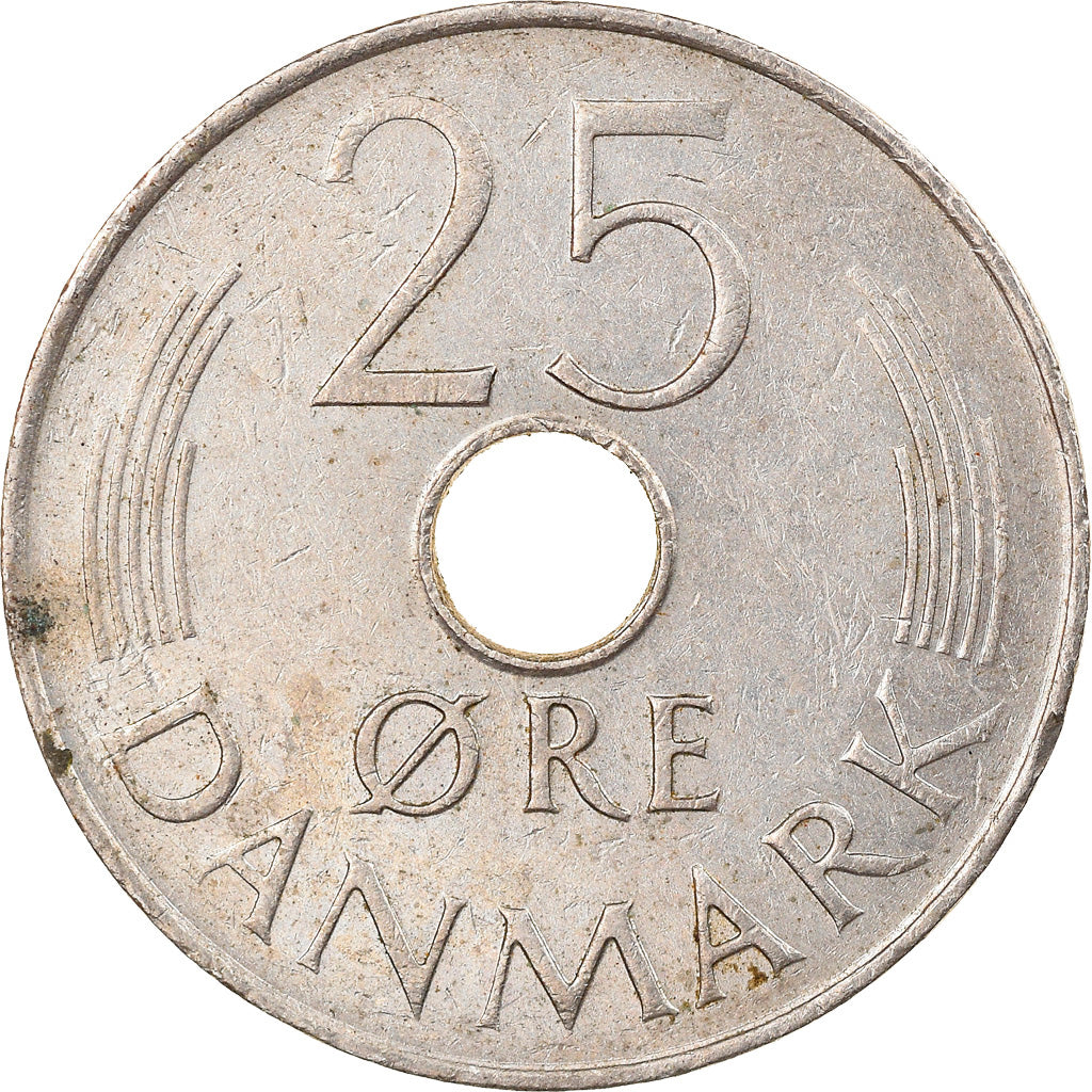Monnaie, Danemark, Margrethe II, 25 Öre, 1974, Copenhagen, TB+, Copper-nickel