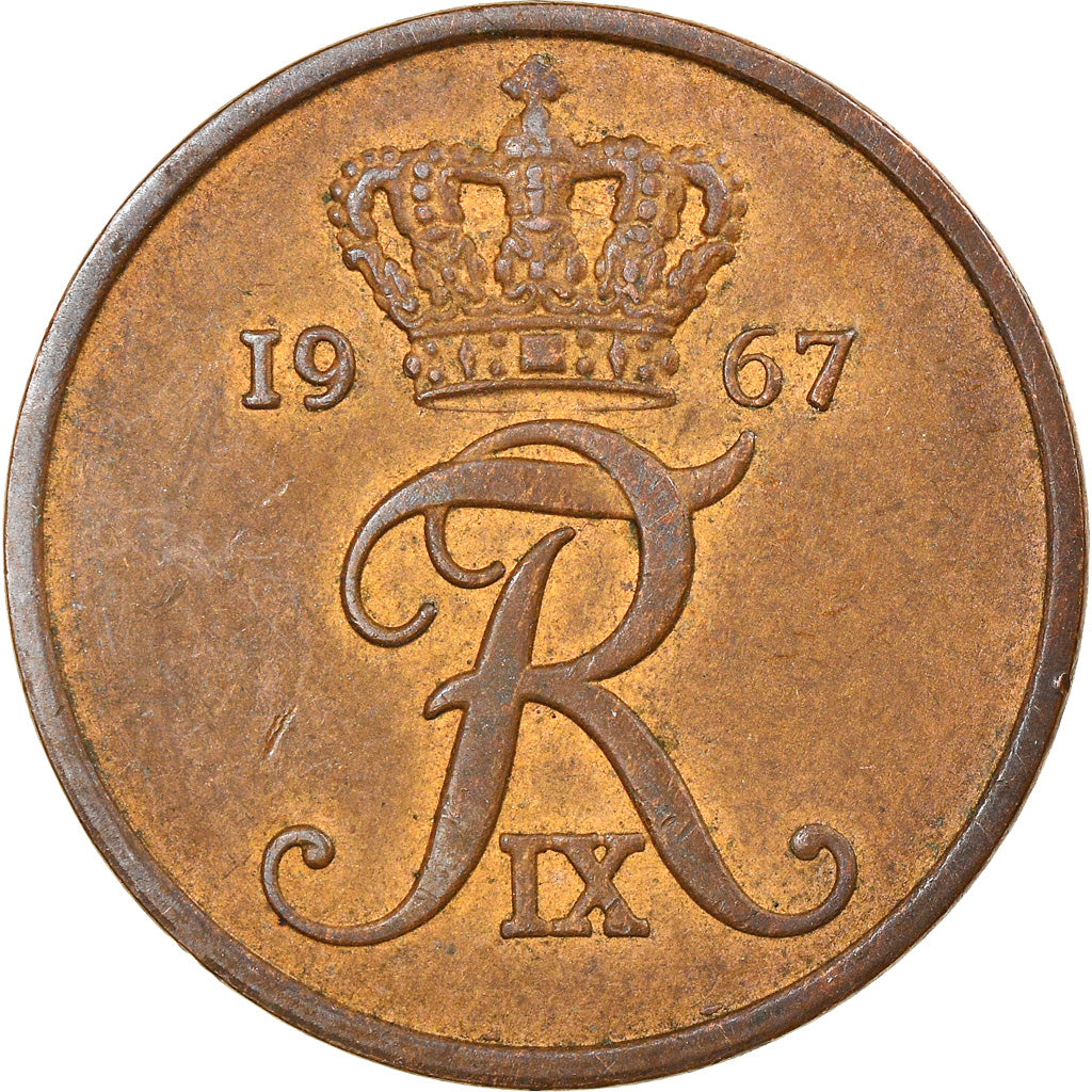 Coin, Denmark, Frederik IX, 5 Öre, 1967, Copenhagen, VF(30-35), Bronze