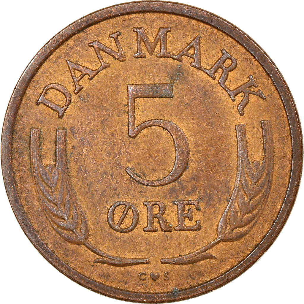 Coin, Denmark, Frederik IX, 5 Öre, 1967, Copenhagen, VF(30-35), Bronze