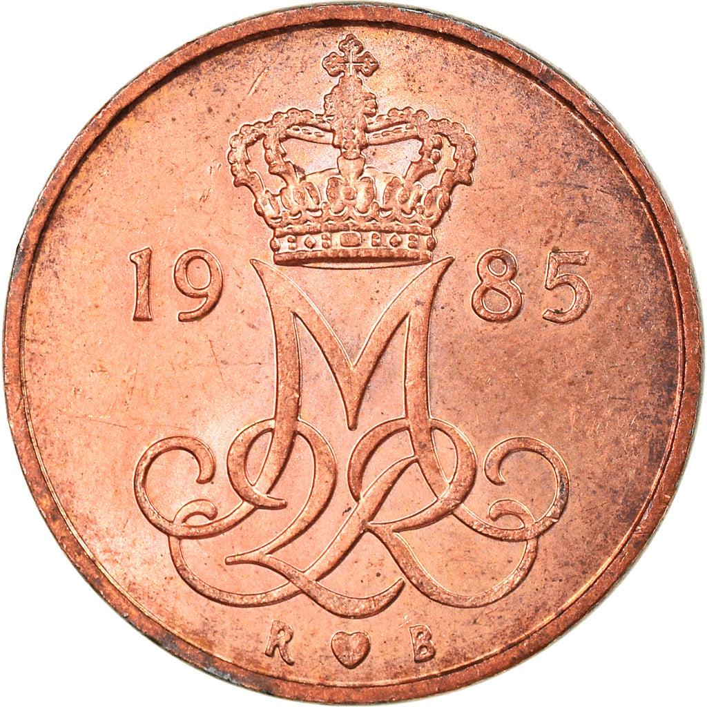 Moneta, Danimarca, Margrethe II, 5 Öre, 1985, Copenhagen, BB, Ferro placcato