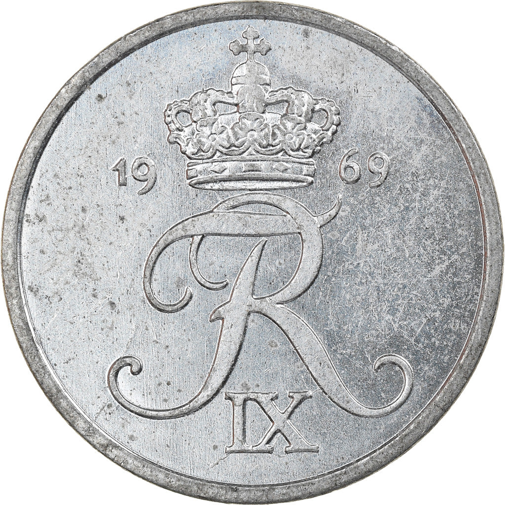 Monnaie, Danemark, Frederik IX, 2 Öre, 1969, Copenhagen, TB+, Zinc, KM:840.2