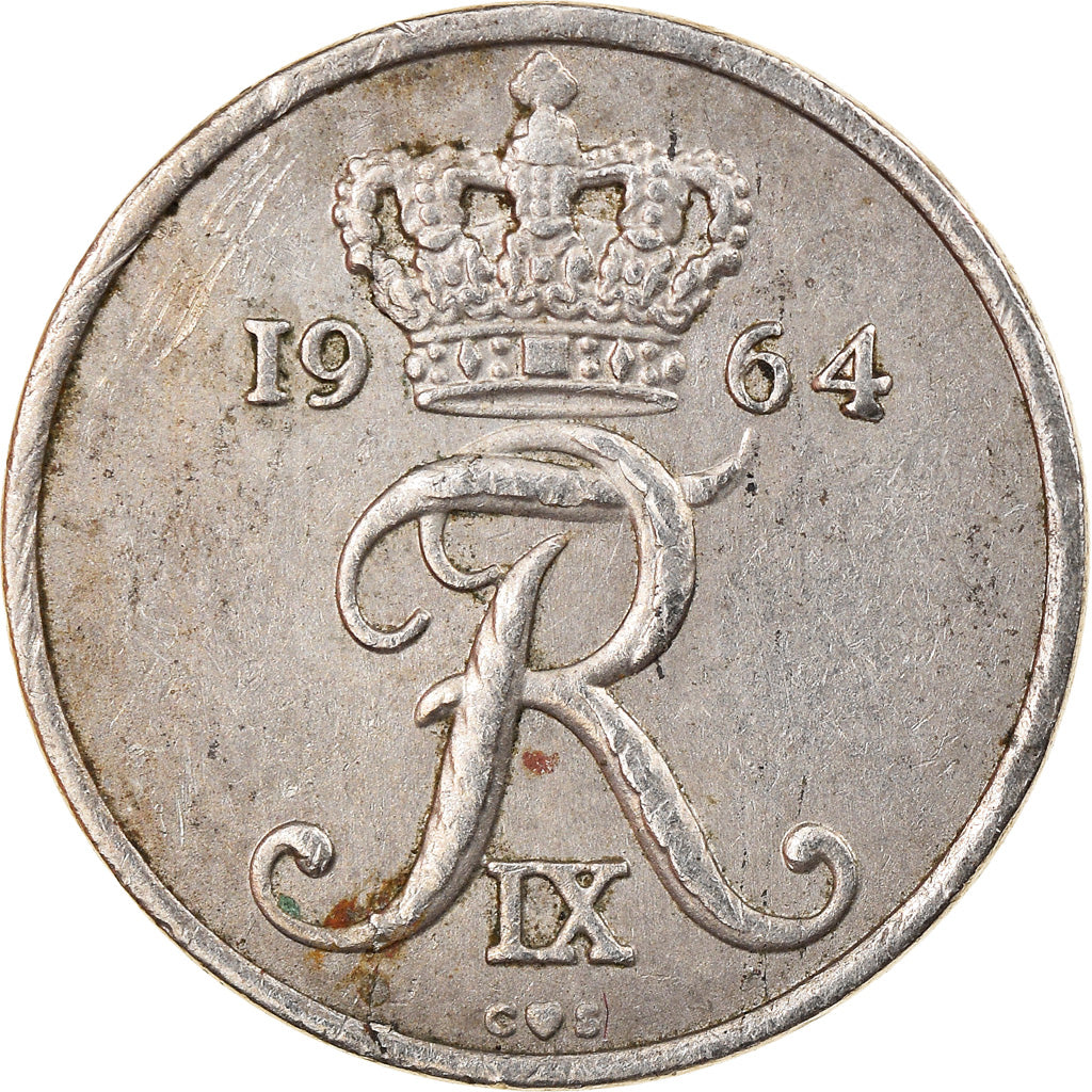 Monnaie, Danemark, Frederik IX, 10 Öre, 1964, Copenhagen, TB+, Copper-nickel