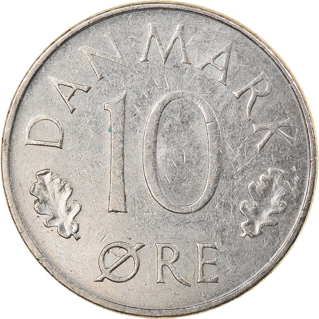 Munten, Denemarken, Margrethe II, 10 Öre, 1974, Copenhagen, FR+, Copper-nickel