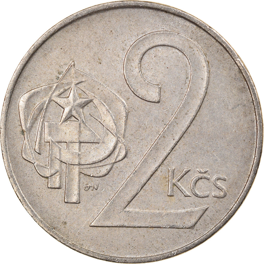 Coin, Czechoslovakia, 2 Koruny, 1989, VF(30-35), Copper-nickel, KM:75