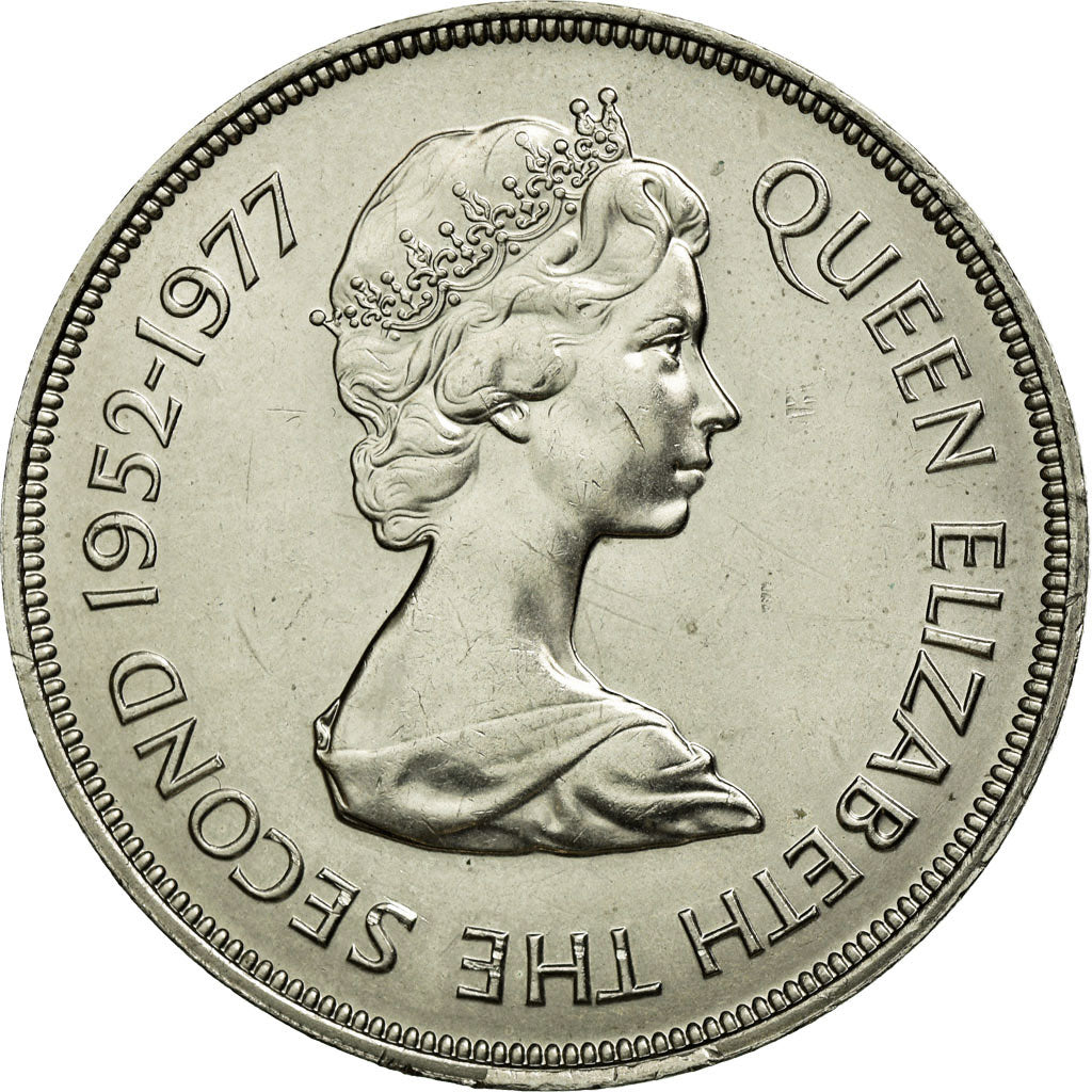 Coin, Jersey, Elizabeth II, 25 Pence, 1977, AU(55-58), Copper-nickel, KM:44