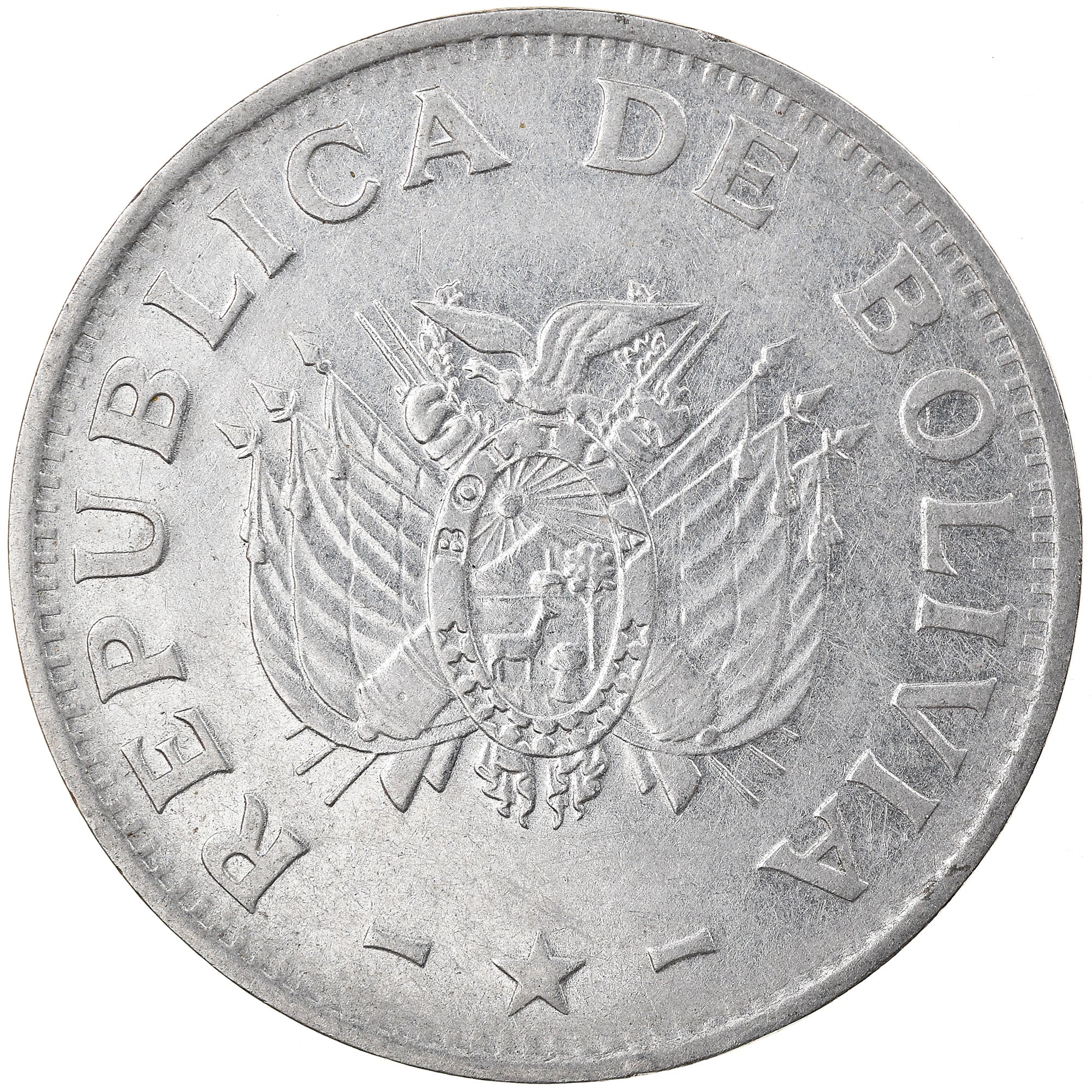 Coin, Bolivia, Boliviano, 1987, VF(30-35), Stainless Steel, KM:205