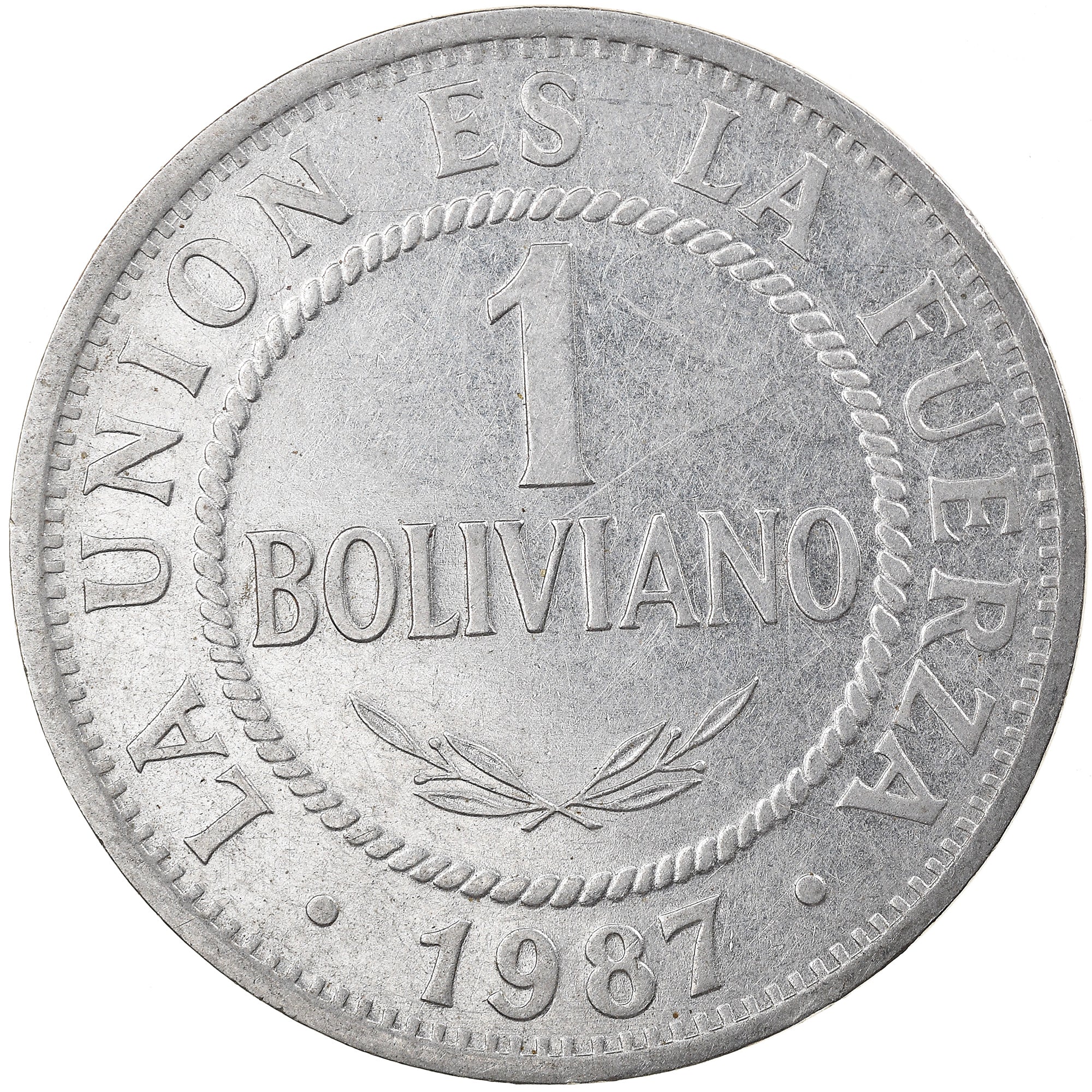 Coin, Bolivia, Boliviano, 1987, VF(30-35), Stainless Steel, KM:205