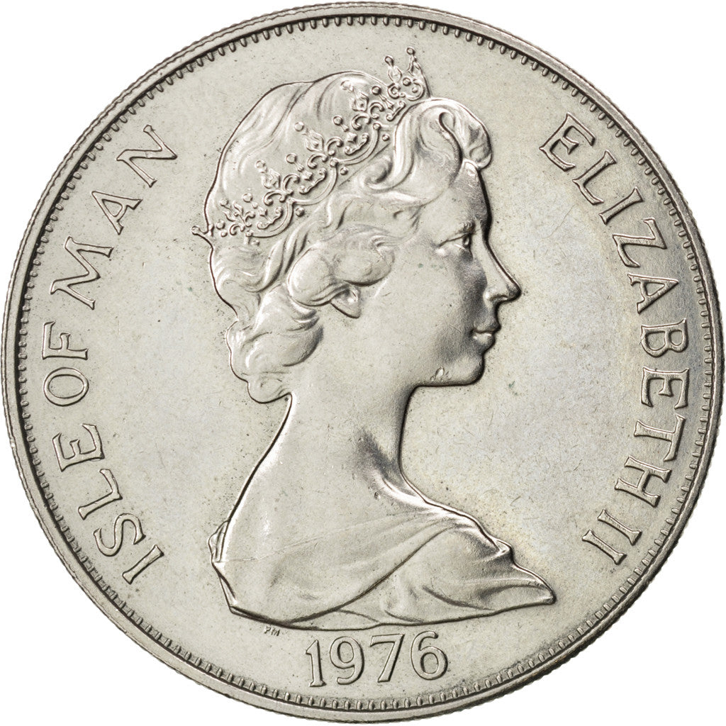 ISLE OF MAN, Crown, 1976, Pobjoy Mint, KM #37, MS(60-62), Copper-Nickel, 38.5,..
