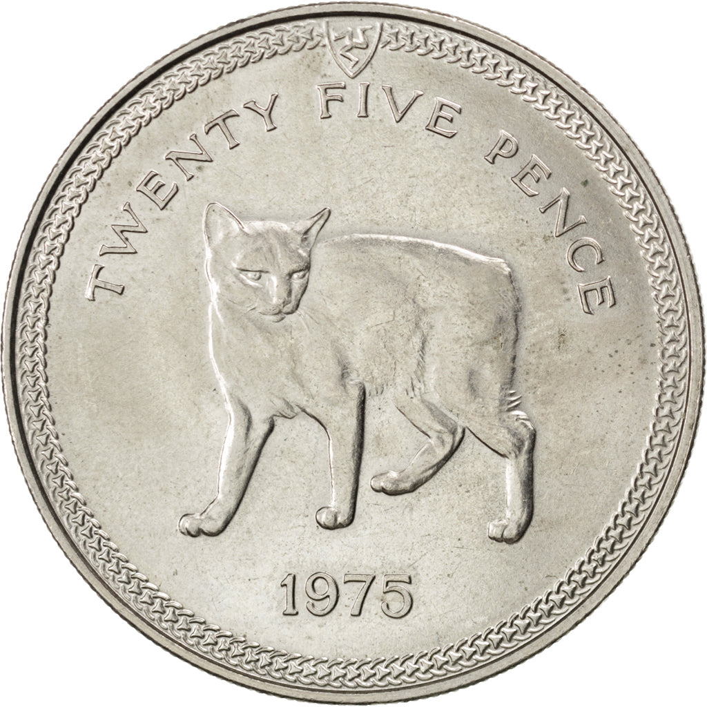 ISLE OF MAN, 25 Pence, 1975, Pobjoy Mint, KM #31, AU(55-58), Copper-Nickel,...