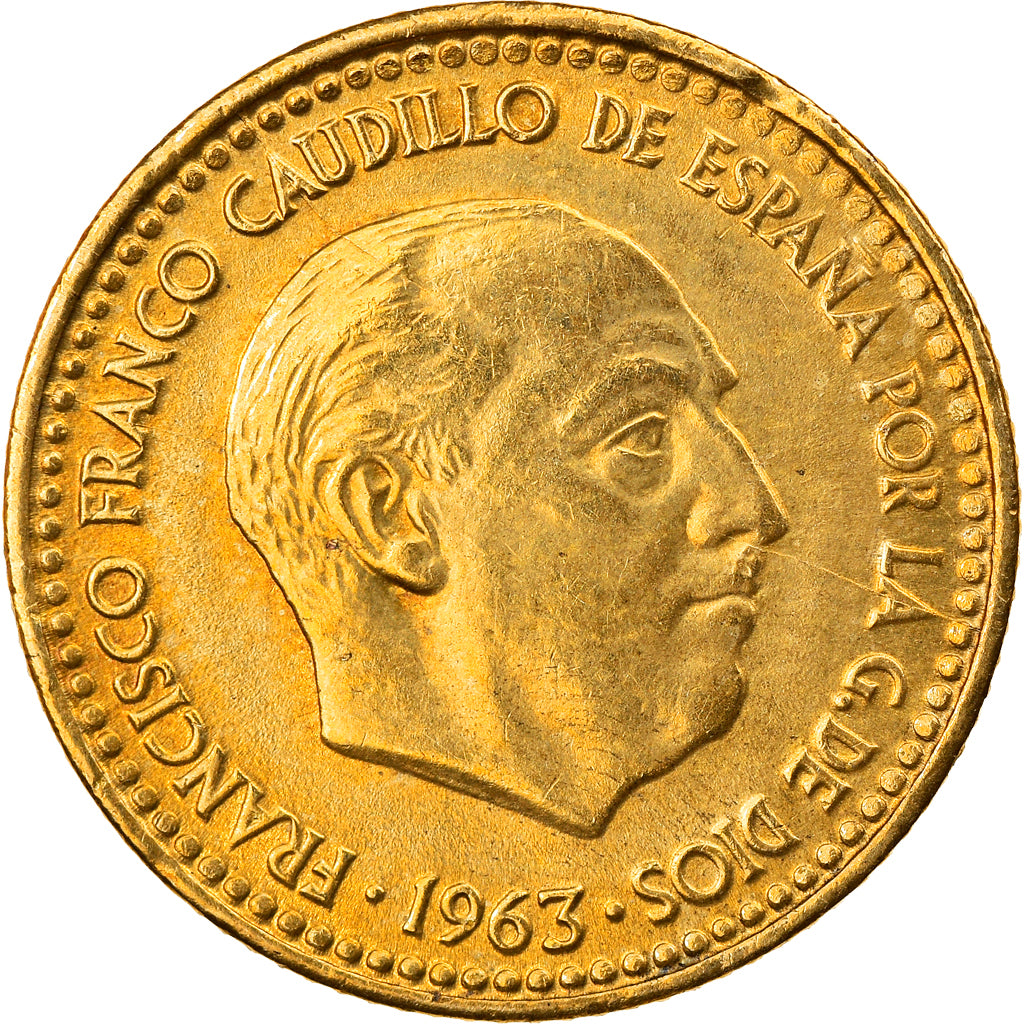 Coin, Spain, Francisco Franco, caudillo, Peseta, 1965, AU(55-58)