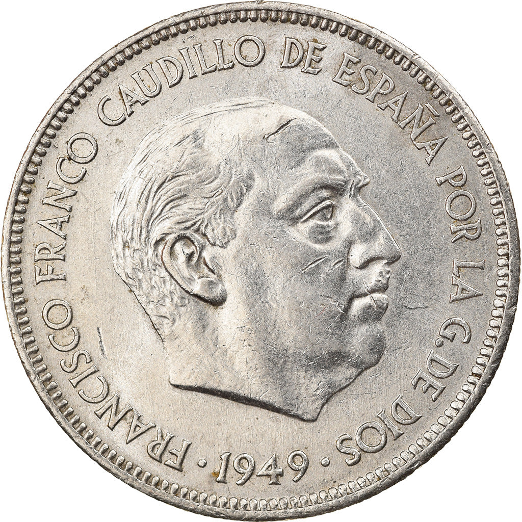 Moneta, Spagna, Caudillo and regent, 5 Pesetas, 1949, BB, Nichel, KM:778
