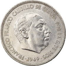 Moeda, Espanha, Caudillo and regent, 5 Pesetas, 1949, EF(40-45), Níquel, KM:778