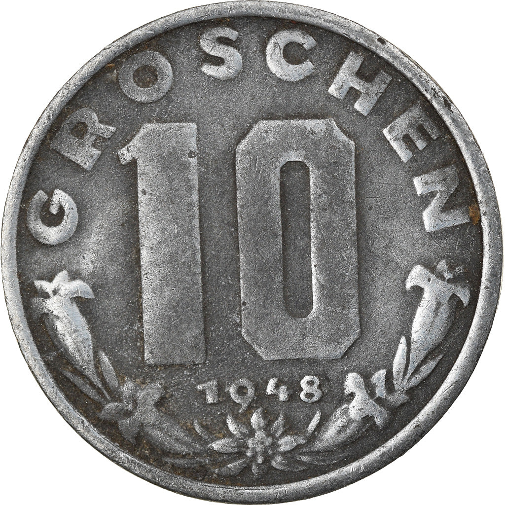 Moneta, Austria, 10 Groschen, 1948, MB, Zinco, KM:2874