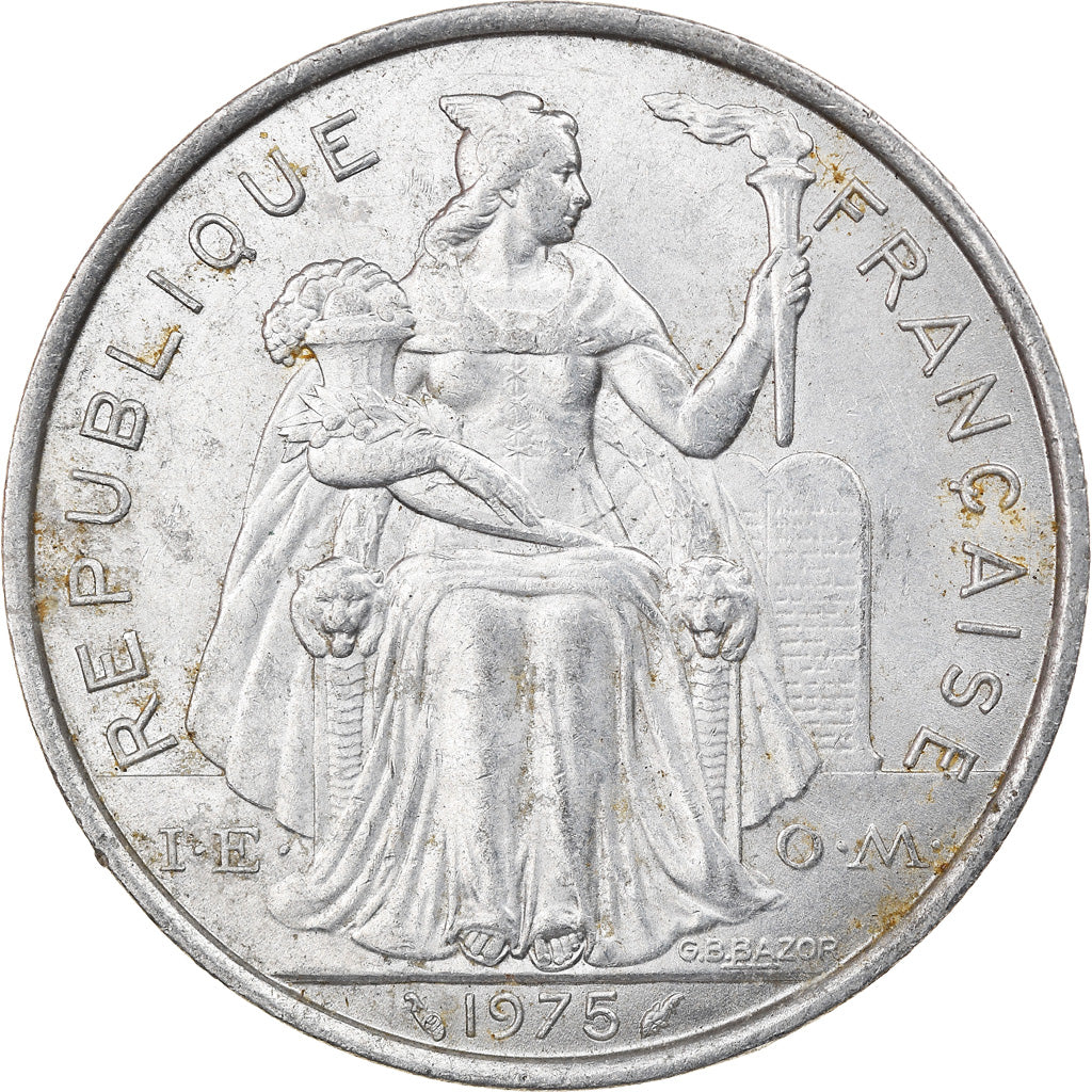 Münze, French Polynesia, 5 Francs, 1975, Paris, SS, Aluminium, KM:12