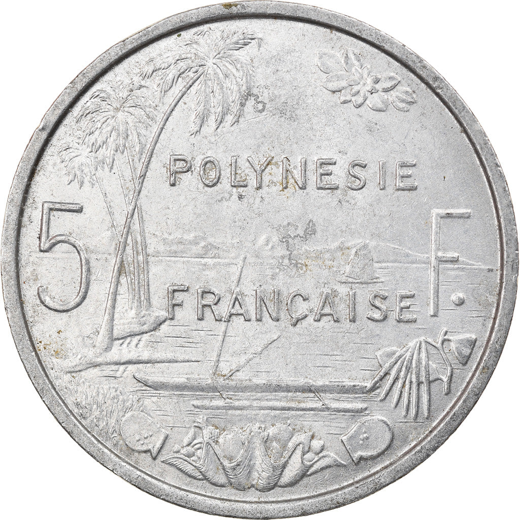 Münze, French Polynesia, 5 Francs, 1975, Paris, SS, Aluminium, KM:12