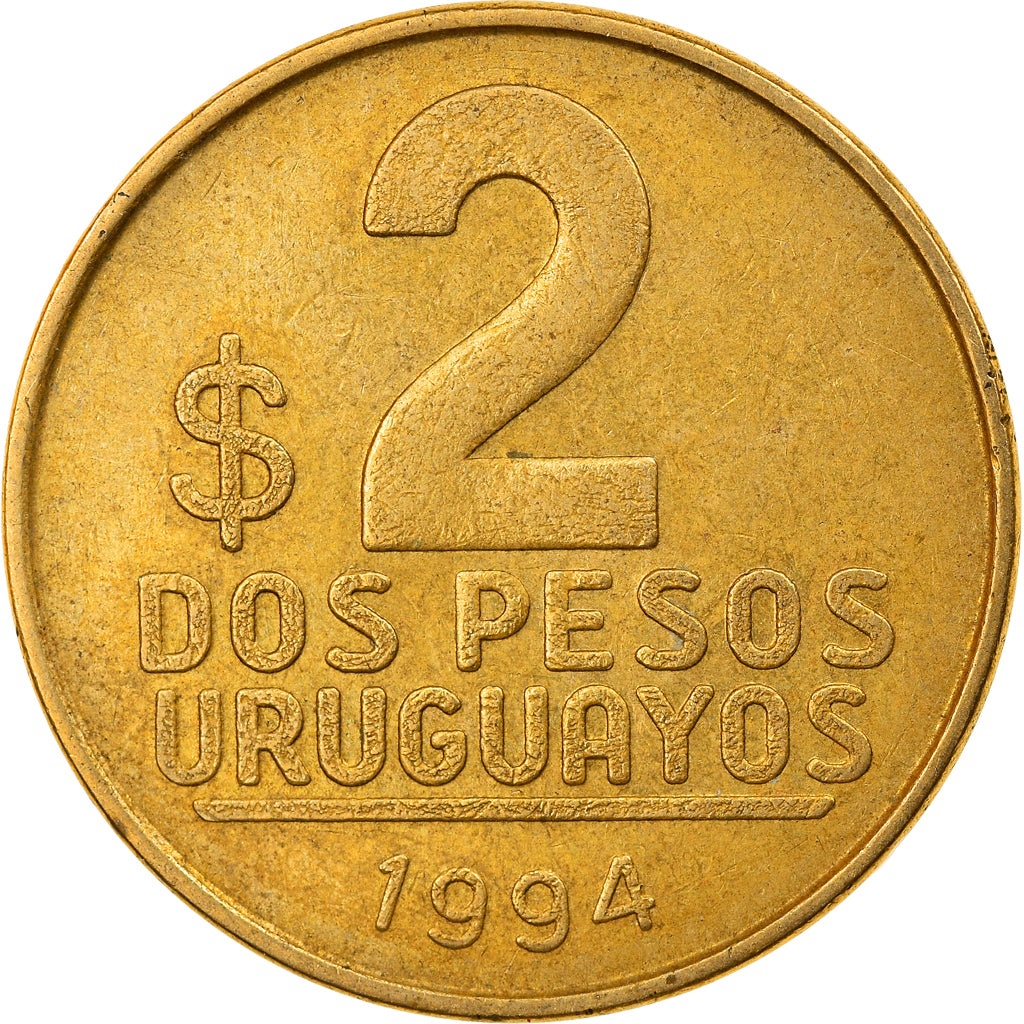 Moneta, Uruguay, 2 Pesos Uruguayos, 1994, Santiago, MB+, Alluminio-bronzo