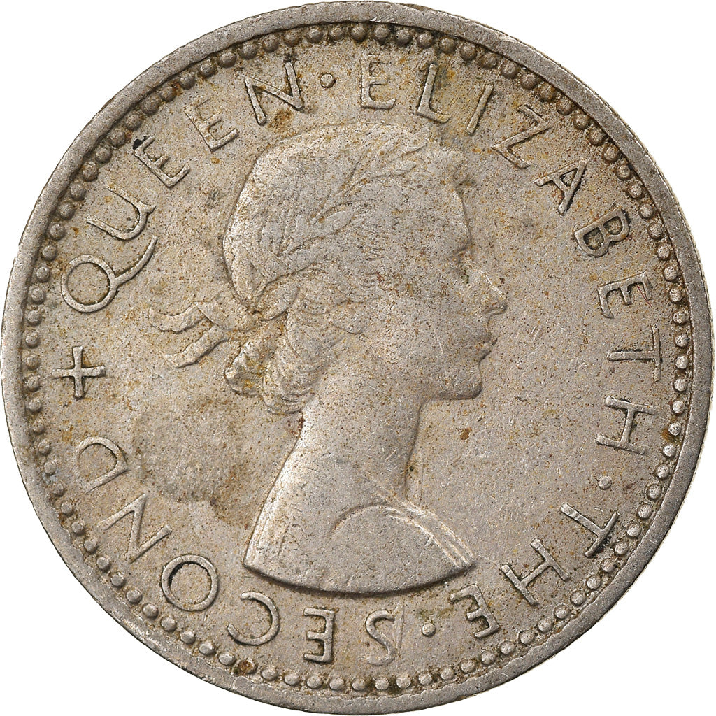Moneta, Nuova Zelanda, Elizabeth II, 6 Pence, 1964, MB+, Rame-nichel, KM:26.2