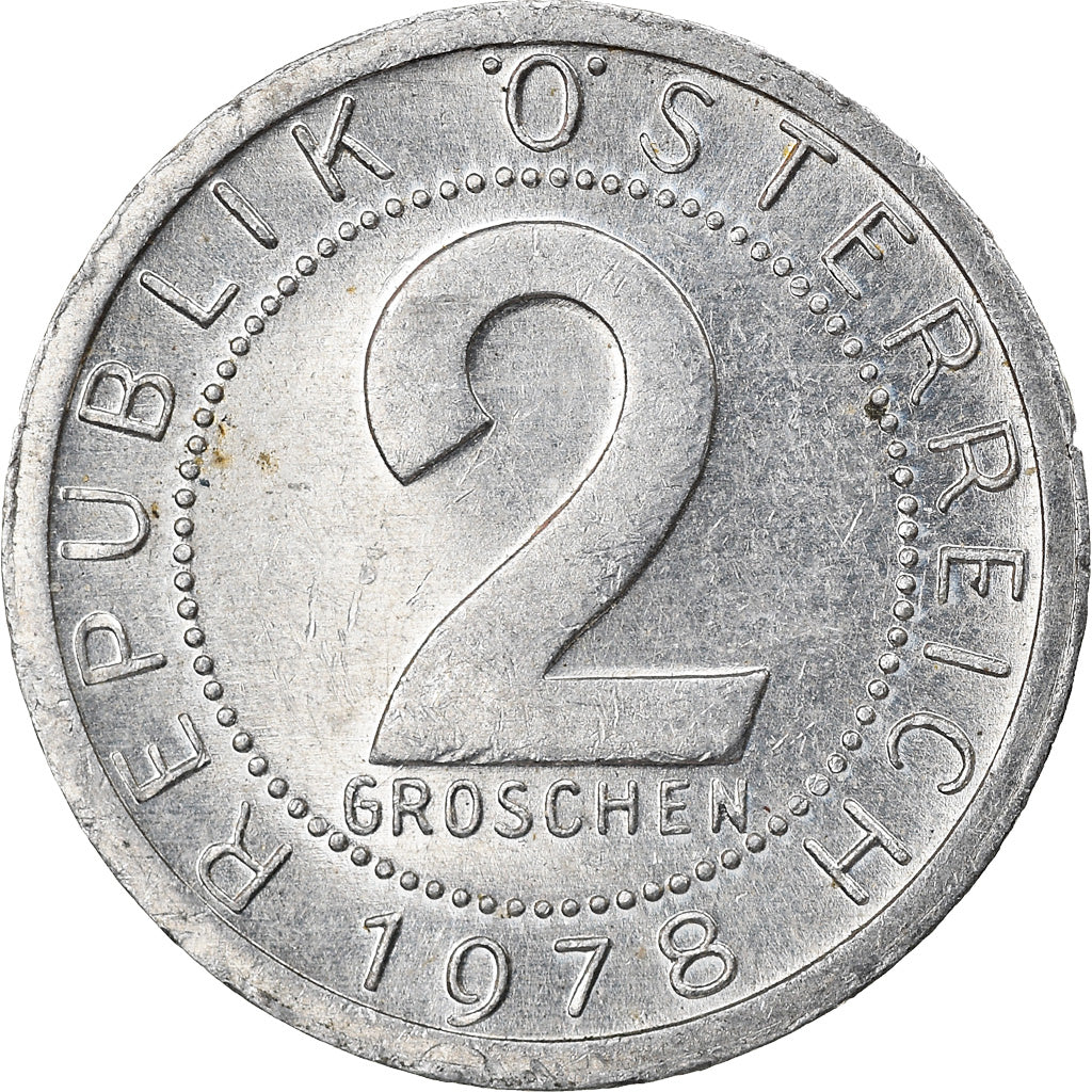Coin, Austria, 2 Groschen, 1978, EF(40-45), Aluminum, KM:2876