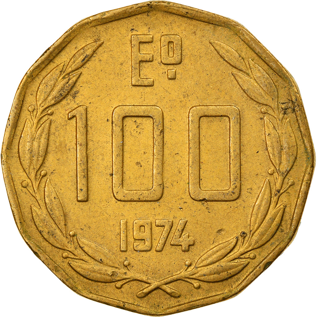 Coin, Chile, 100 Escudos, 1974, Santiago, VF(30-35), Nickel-brass, KM:202
