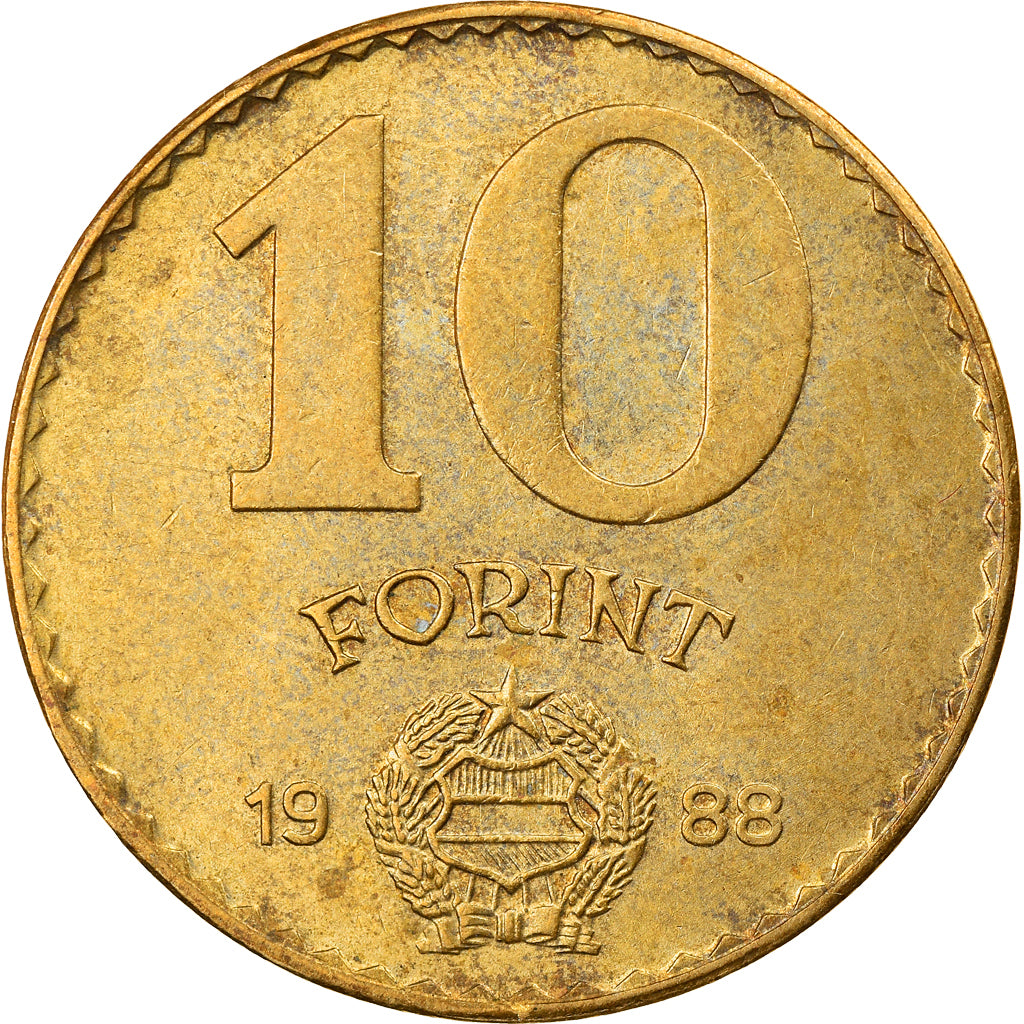 Munten, Hongarije, 10 Forint, 1988, Budapest, FR+, Aluminum-Bronze, KM:636