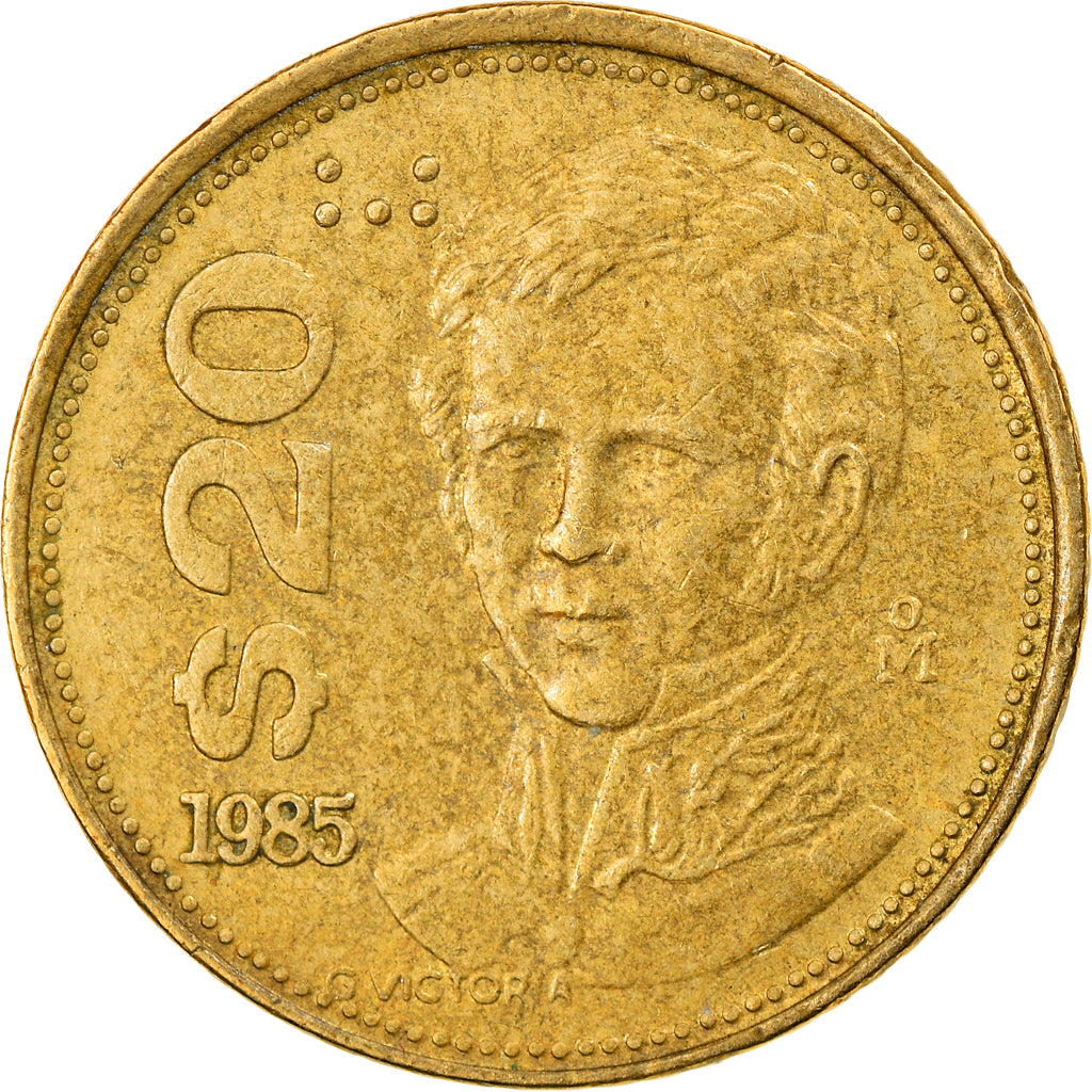 Coin, Mexico, 20 Pesos, 1985, Mexico City, VF(30-35), Brass, KM:508