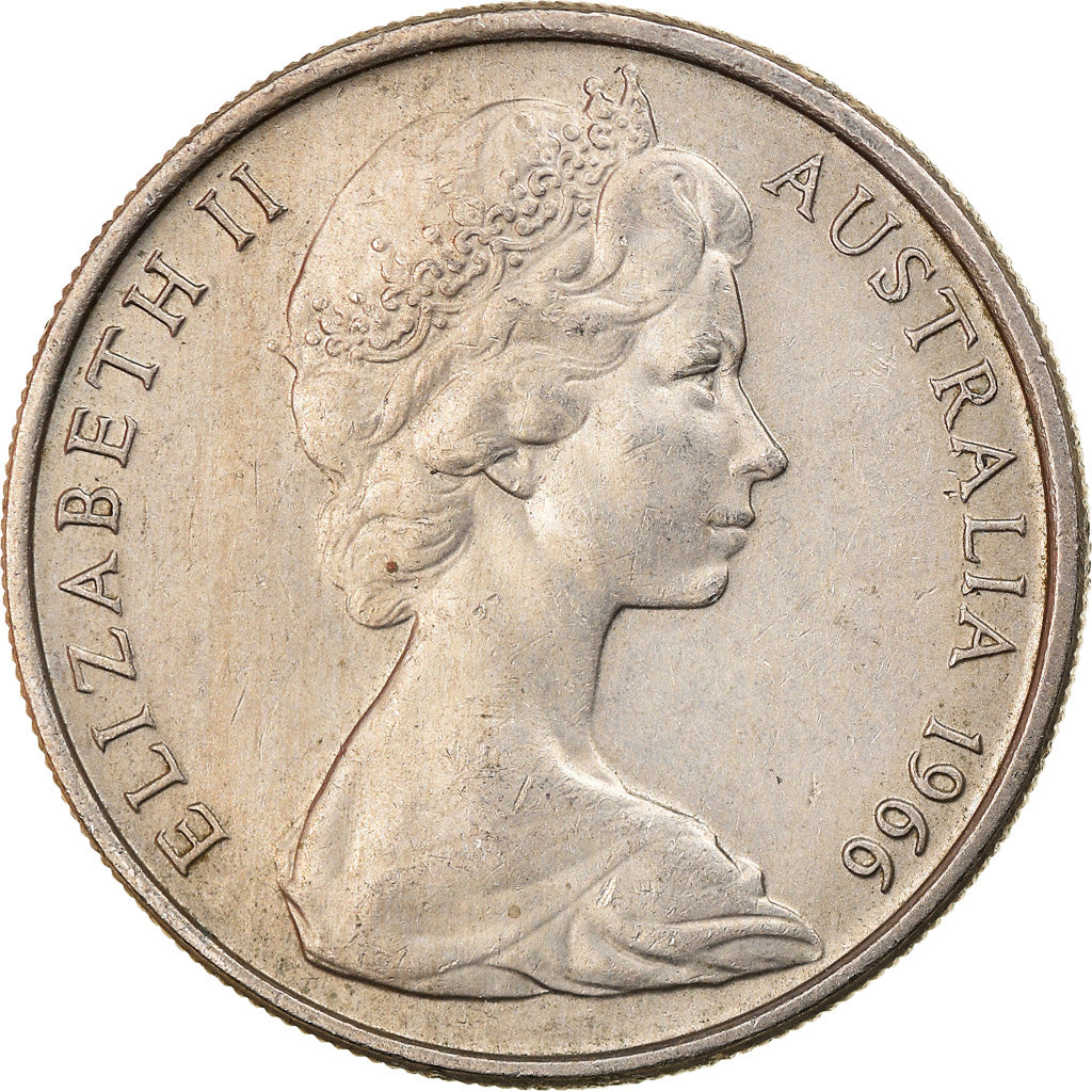 Moneda, Australia, Elizabeth II, 10 Cents, 1966, Melbourne, BC+, Cobre -