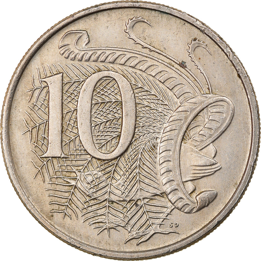 Moneda, Australia, Elizabeth II, 10 Cents, 1966, Melbourne, BC+, Cobre -