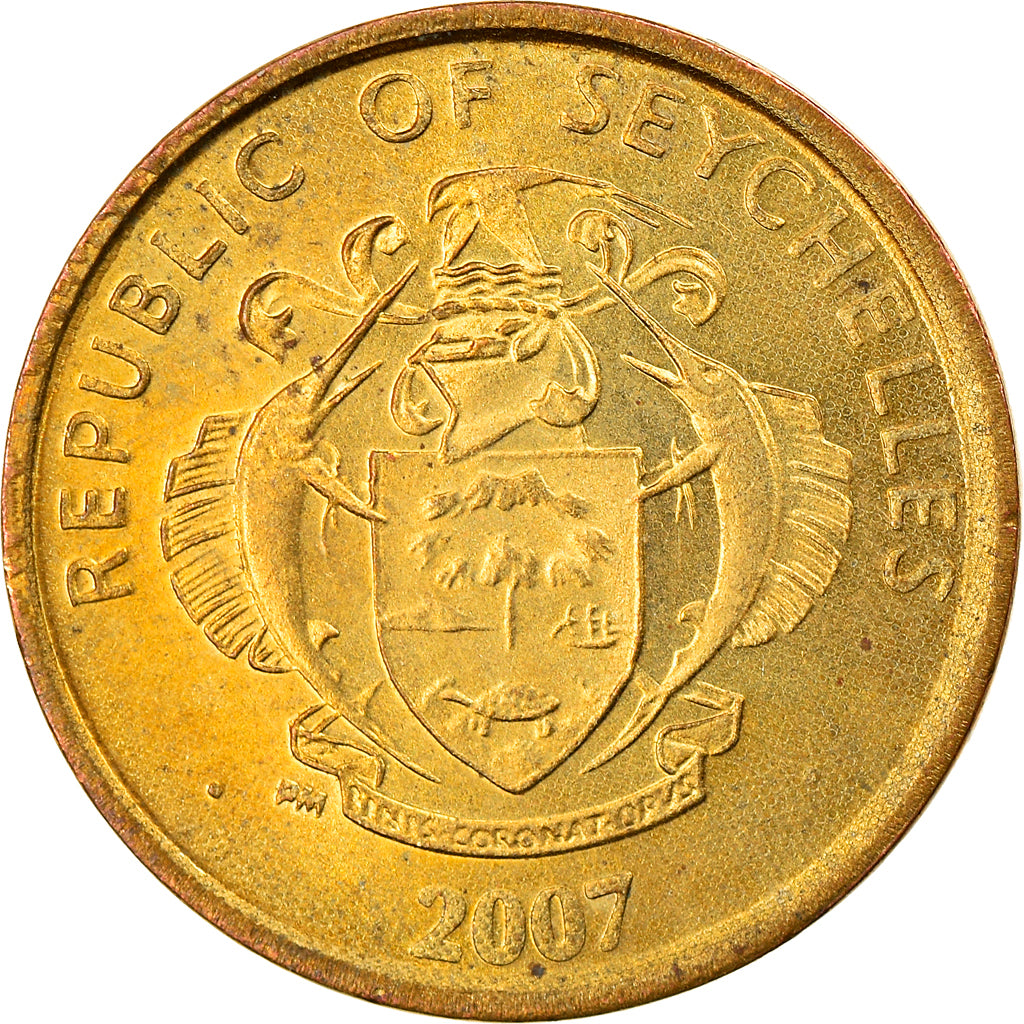 Moneda, Seychelles, 5 Cents, 2007, Pobjoy Mint, BC+, Latón chapado en acero