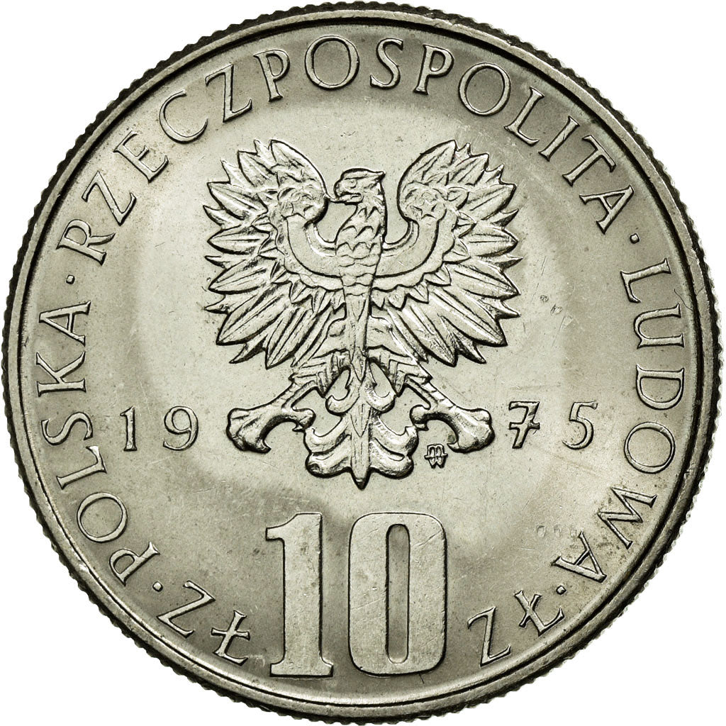 Coin, Poland, 10 Zlotych, 1975, AU(55-58), Copper-nickel, KM:73