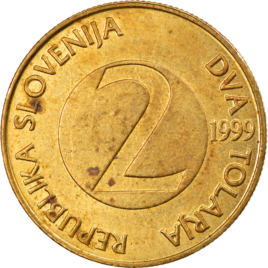Coin, Slovenia, 2 Tolarja, 1999, VF(30-35), Nickel-brass, KM:5