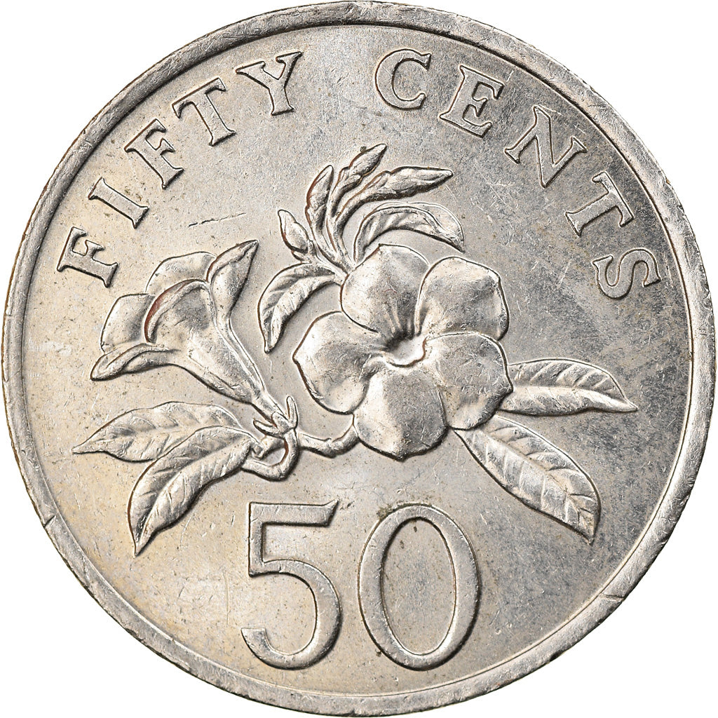 Coin, Singapore, 50 Cents, 1985, British Royal Mint, EF(40-45), Copper-nickel