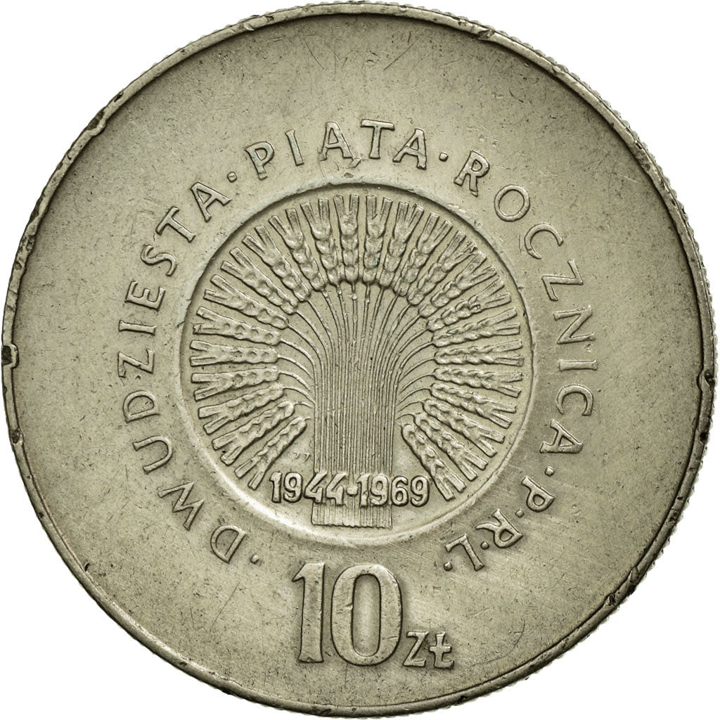 Coin, Poland, 10 Zlotych, 1969, AU(50-53), Copper-nickel, KM:61