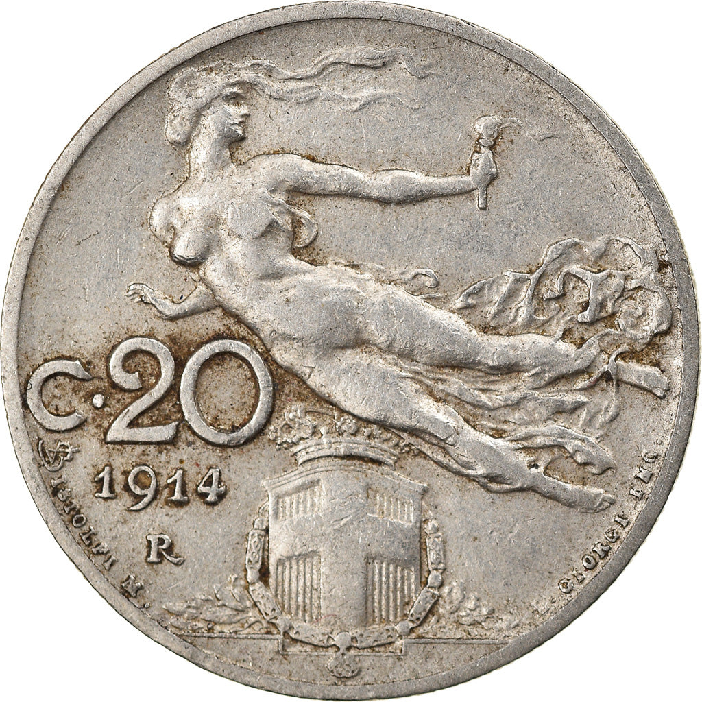 Coin, Italy, Vittorio Emanuele III, 20 Centesimi, 1914, Rome, VF(30-35), Nickel