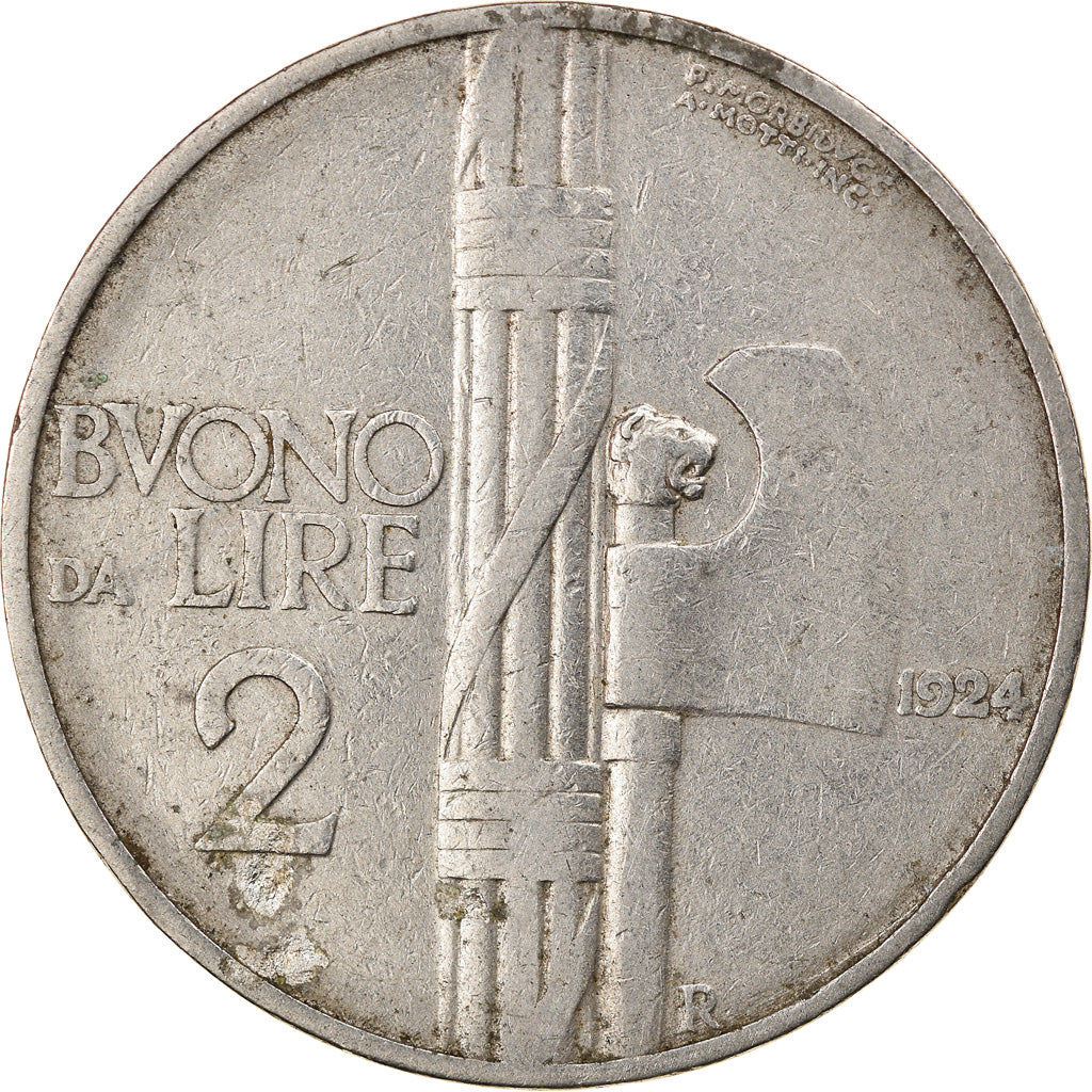 Moeda, Itália, Vittorio Emanuele III, 2 Lire, 1924, Rome, VF(20-25), Níquel
