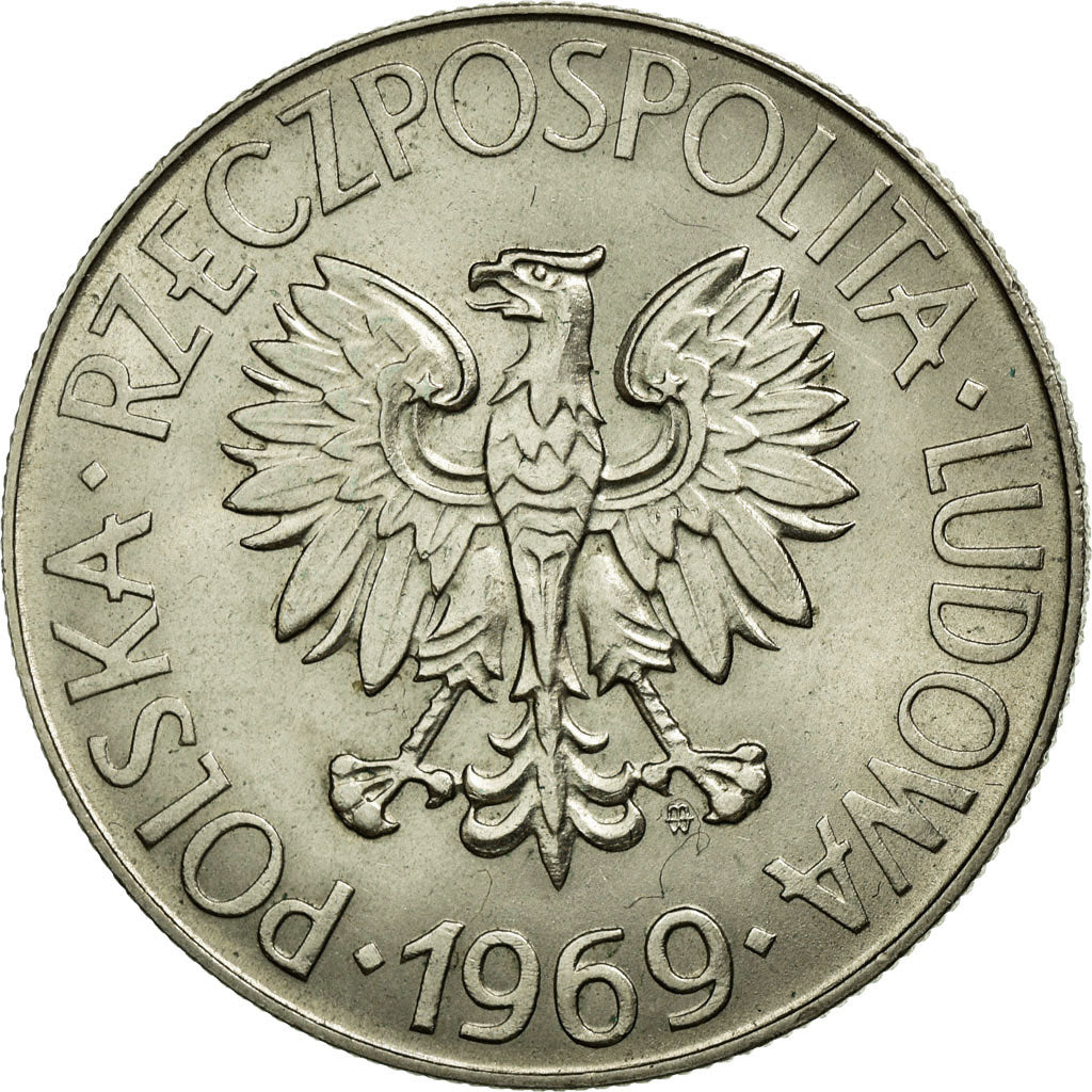 Coin, Poland, 10 Zlotych, 1969, AU(55-58), Copper-nickel, KM:50a
