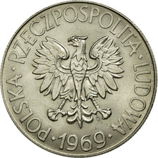 Coin, Poland, 10 Zlotych, 1969, AU(55-58), Copper-nickel, KM:50a