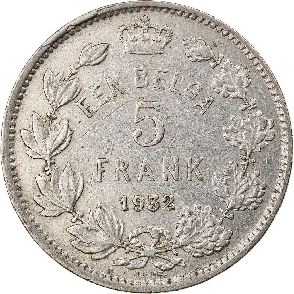 Coin, Belgium, 5 Francs, 5 Frank, 1932, VF(30-35), Nickel, KM:98