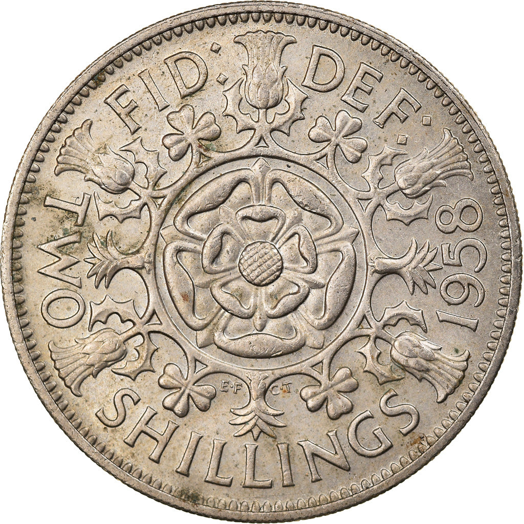 Coin, Great Britain, Elizabeth II, Florin, Two Shillings, 1958, VF(30-35)