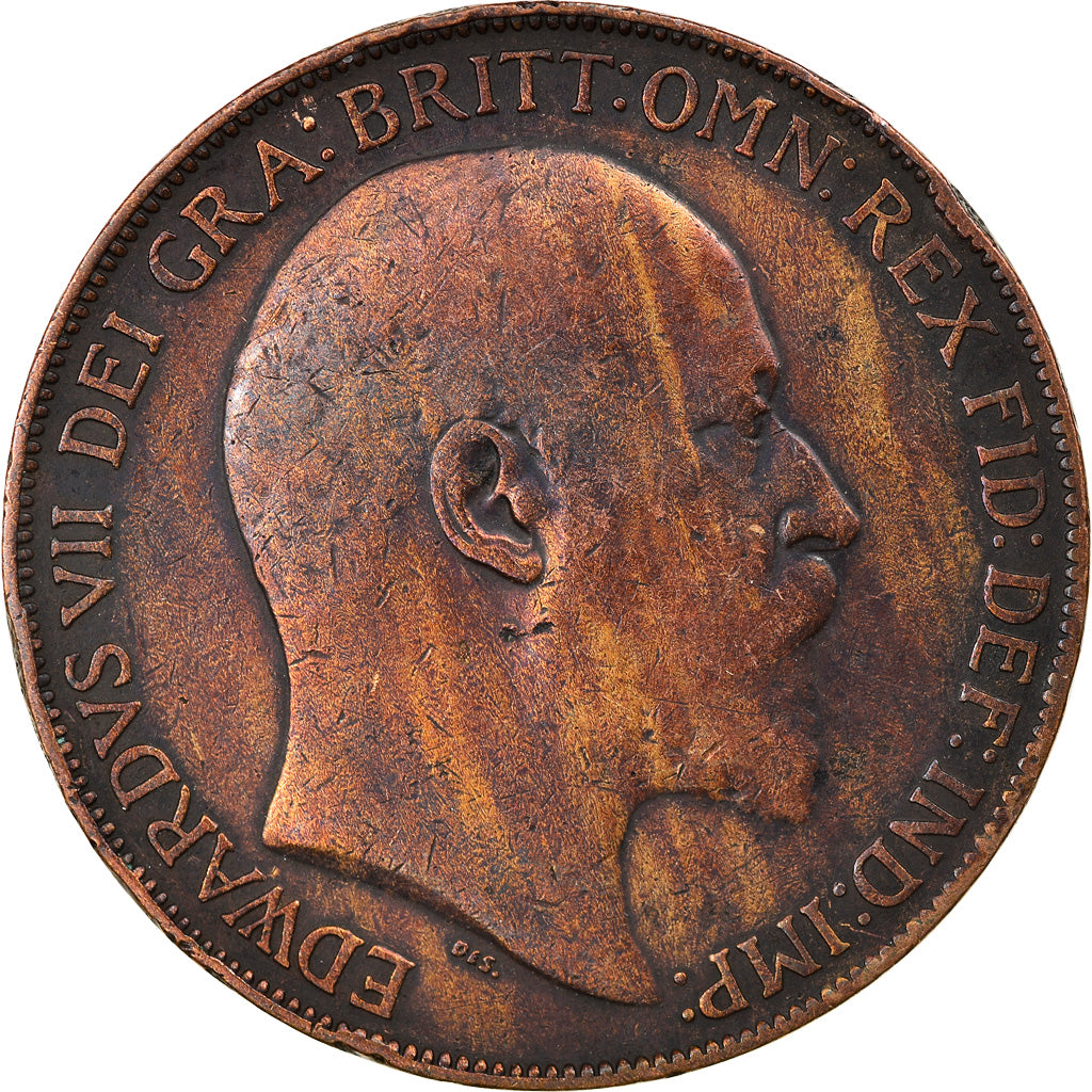 Coin, Great Britain, Edward VII, Penny, 1908, VF(30-35), Bronze, KM:794.2