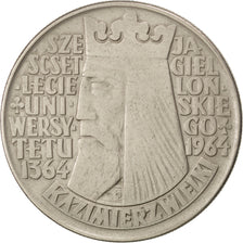 POLAND, 10 Zlotych, 1964, KM #52.1, AU(50-53), Copper-Nickel, 31, 13.18