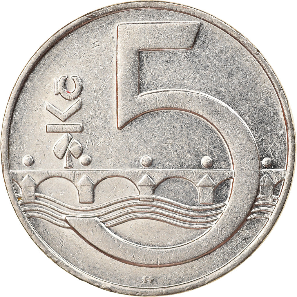 Munten, Tsjechische Republiek, 5 Korun, 1994, FR+, Nickel plated steel, KM:8