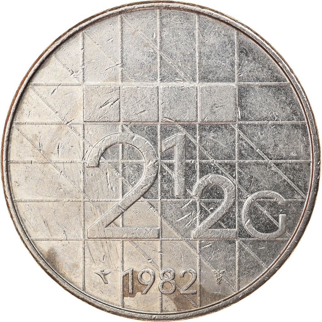 Coin, Netherlands, Beatrix, 2-1/2 Gulden, 1982, VF(30-35), Nickel, KM:206