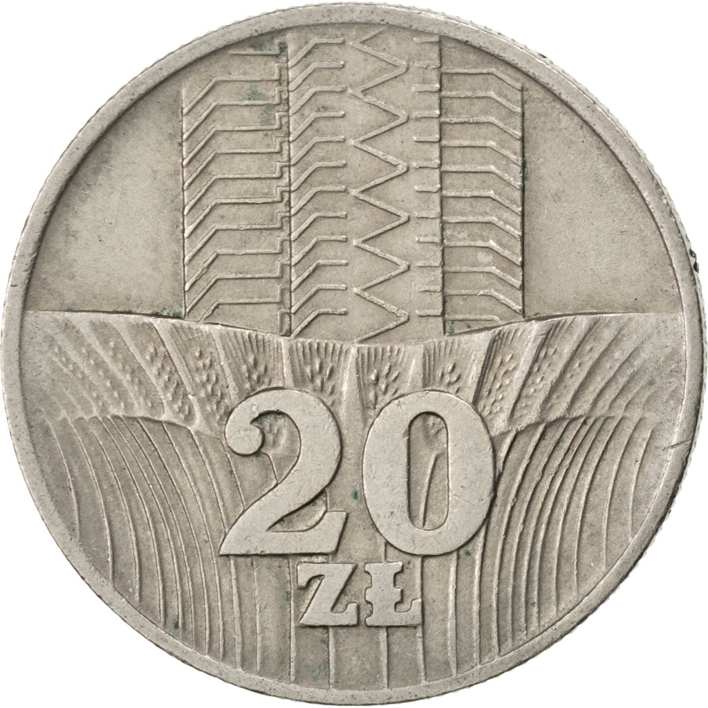 POLAND, 20 Zlotych, 1976, KM #67, AU(50-53), Copper-Nickel, 29, 10.16