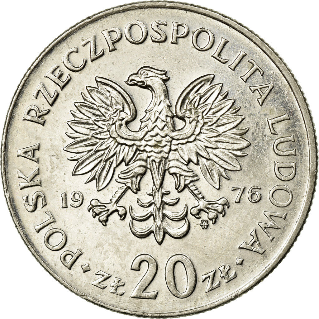 Coin, Poland, 20 Zlotych, 1976, AU(55-58), Copper-nickel, KM:69