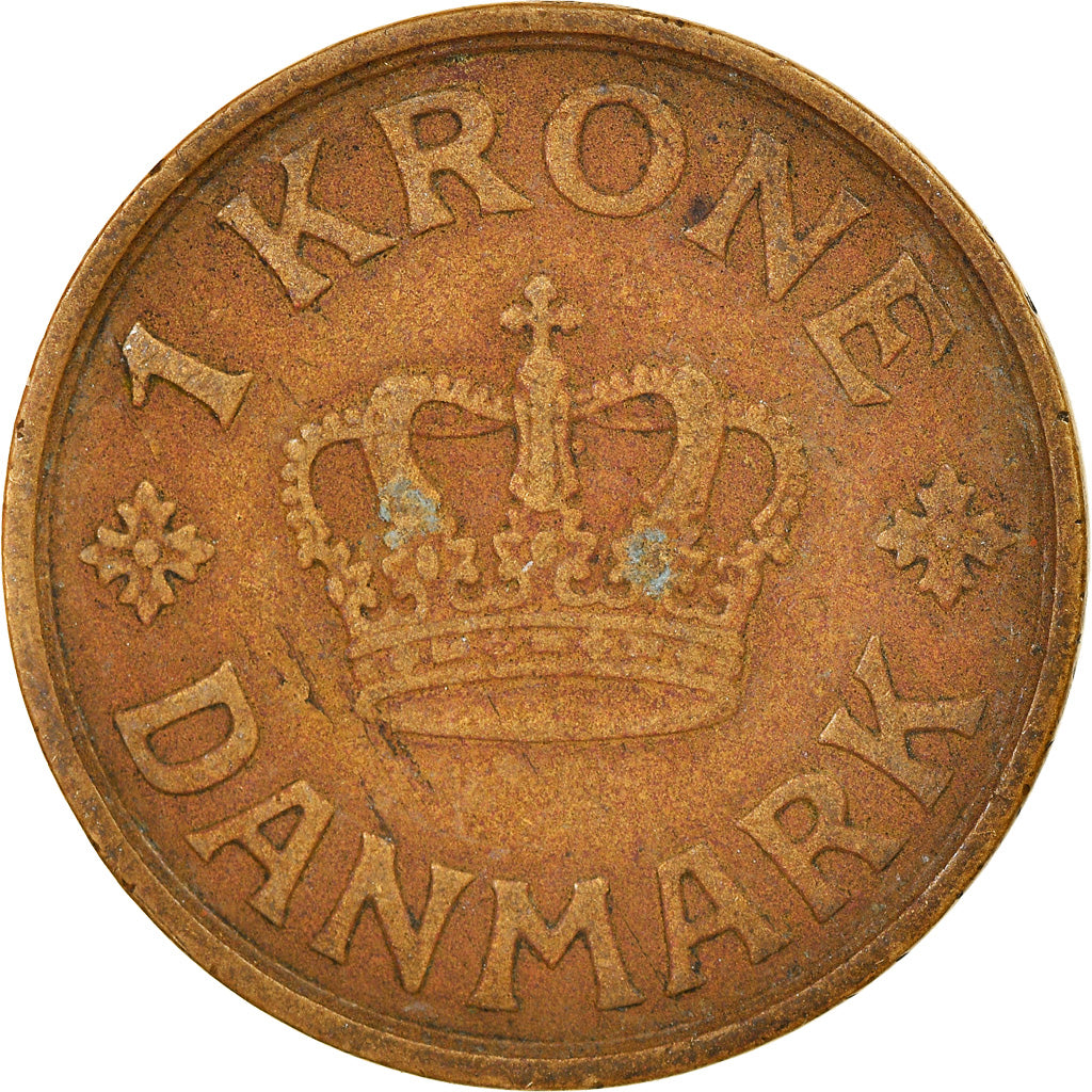 Coin, Denmark, Christian X, Krone, 1929, Copenhagen, VF(30-35), Aluminum-Bronze