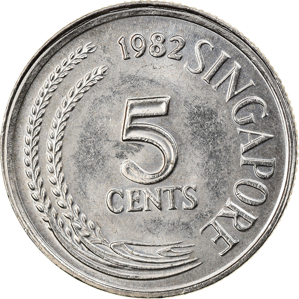 Coin, Singapore, 5 Cents, 1982, Singapore Mint, EF(40-45), Copper-Nickel Clad