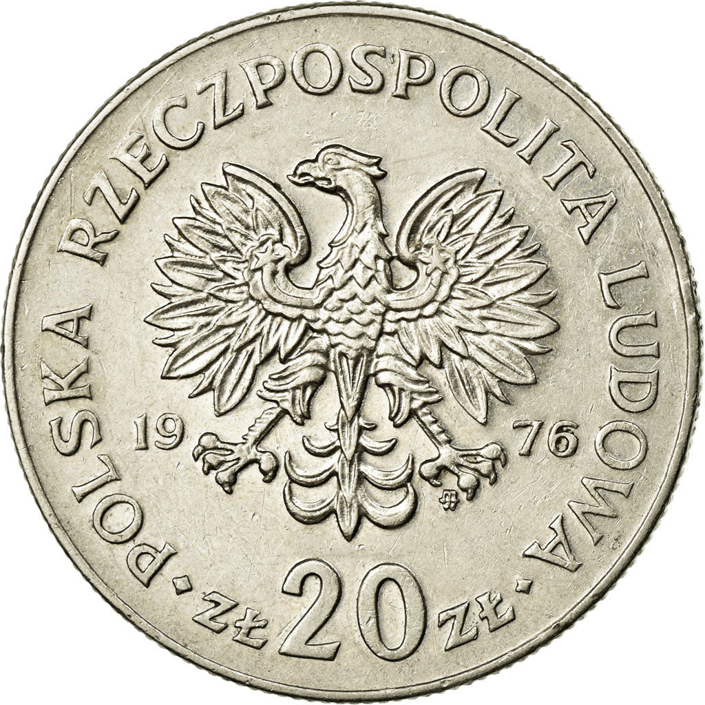 Coin, Poland, 20 Zlotych, 1976, AU(50-53), Copper-nickel, KM:69