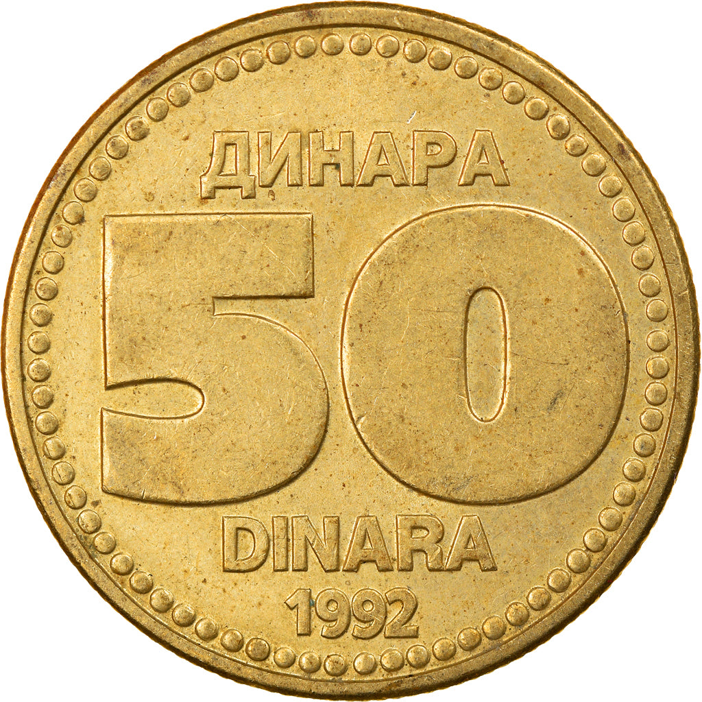 Münze, Jugoslawien, 50 Dinara, 1992, S+, Copper-Nickel-Zinc, KM:153