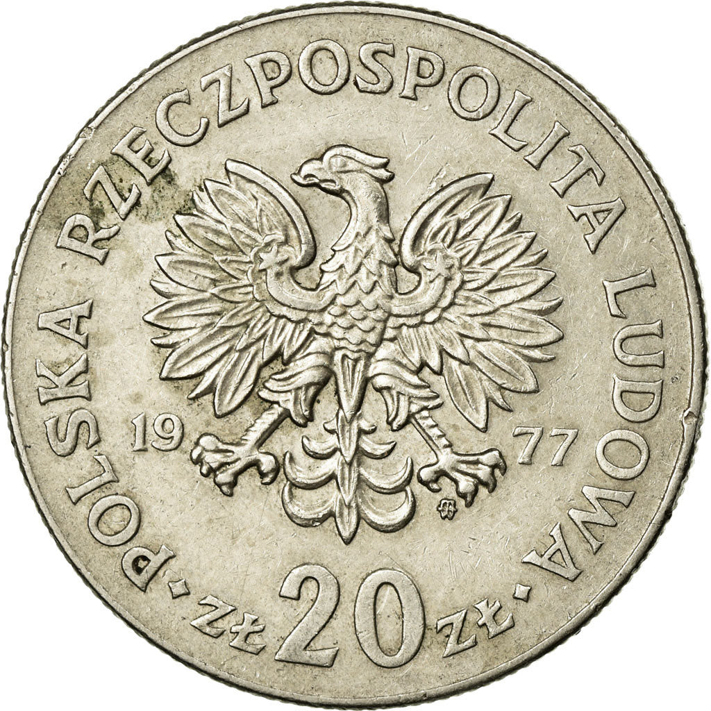 Coin, Poland, 20 Zlotych, 1977, AU(50-53), Copper-nickel, KM:69